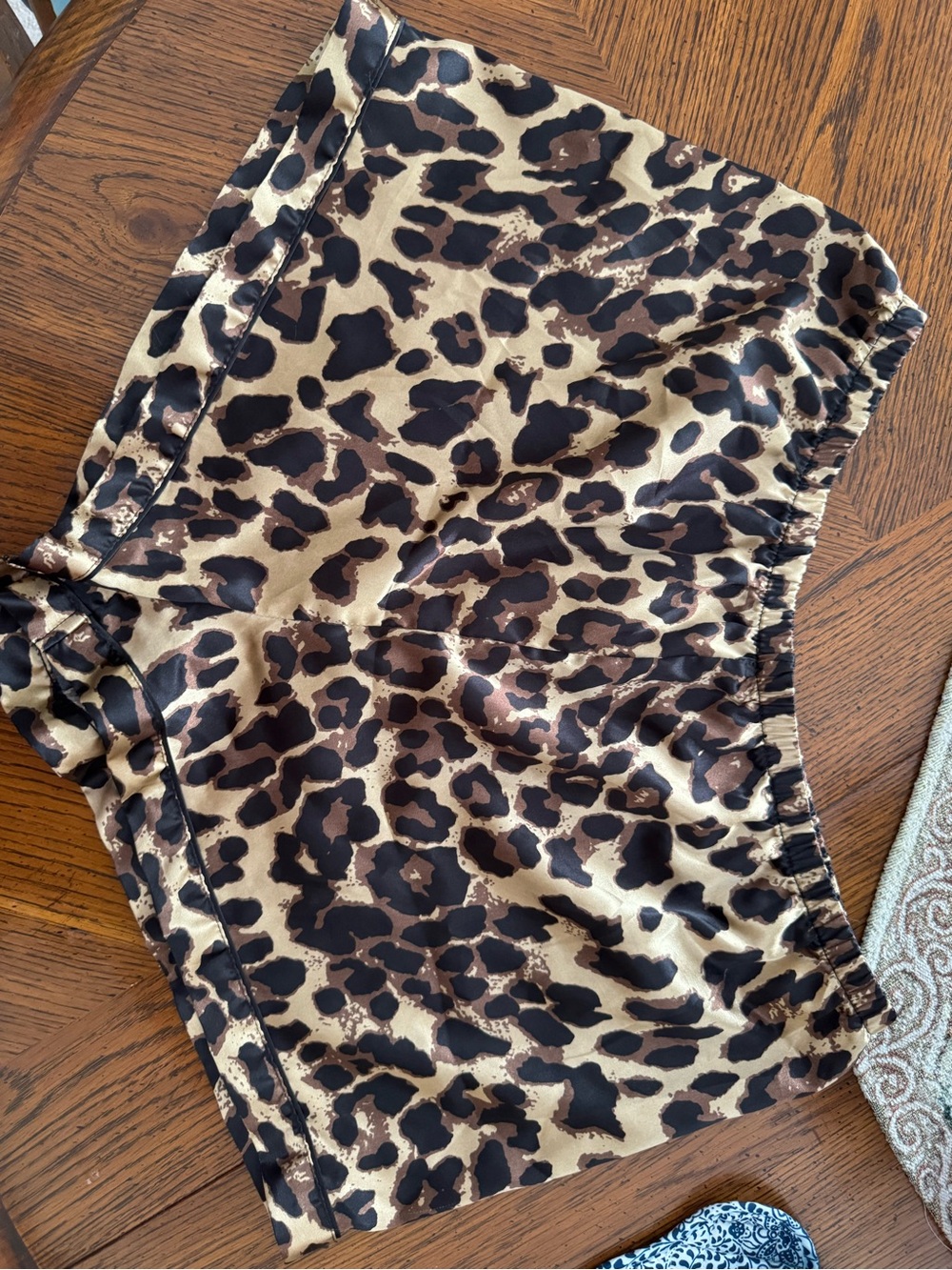 Leopard Print Satin Shorts - Tan & Black